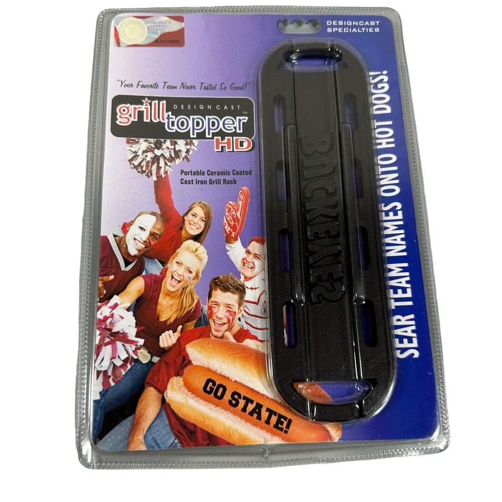 Designcast BUCKEYES Onto Hot Dog Portable Ceramic Coated Cast Iron Grill Rack